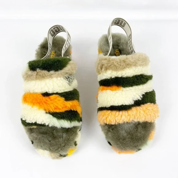 UGG Fluff Yeah Slide Cali Collage slippers in olive - Picture 7 of 12